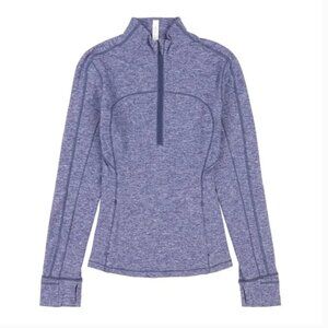 Lululemon Run Briskly 1/2 Zip Heathered Cadet Blue Women's Size 2